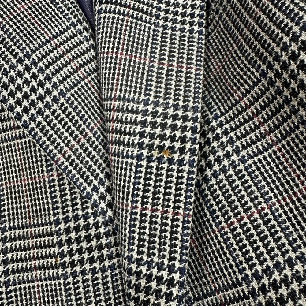 Alexander Julian Private Reserve Glen Plaid Wool Silk Linen Blazer 44L L7261-00